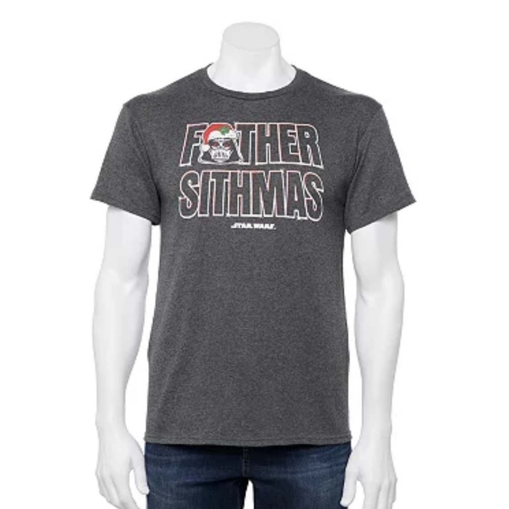 Star Wars โฆ Father Sithmas Tee โฆ Gray Darth Vader Holiday Graphic Shirt Size S - Picture 1 of 6
